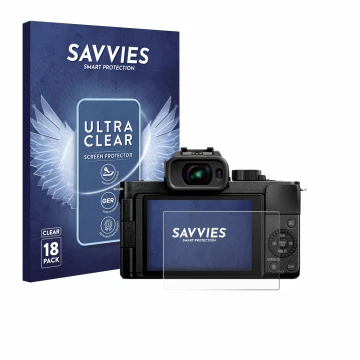 Parte frontal de un envase de producto con el logotipo de la marca Savvies. Al lado se muestra el dispositivo Panasonic Lumix 