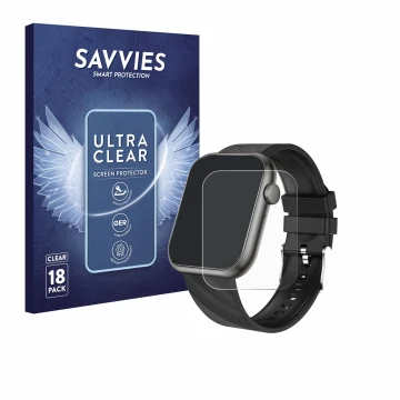 Parte frontal de un envase de producto con el logotipo de la marca Savvies. Al lado se muestra el dispositivo walkbee Smartwat