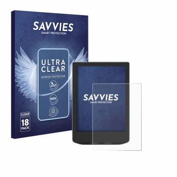 Parte frontal de un envase de producto con el logotipo de la marca Savvies. Al lado se muestra el dispositivo Vivlio Light con