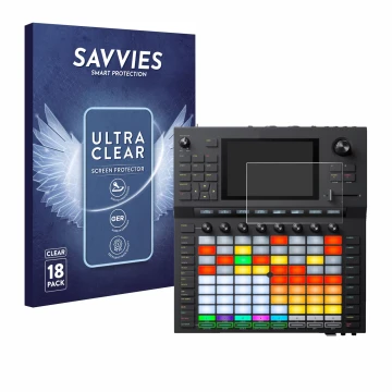 Parte frontal de un envase de producto con el logotipo de la marca Savvies. Al lado se muestra el dispositivo Akai Force con s