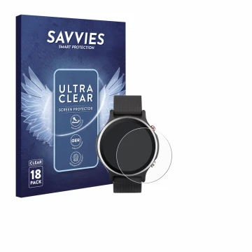 Parte frontal de un envase de producto con el logotipo de la marca Savvies. Al lado se muestra el dispositivo ASUS VivoWatch 6