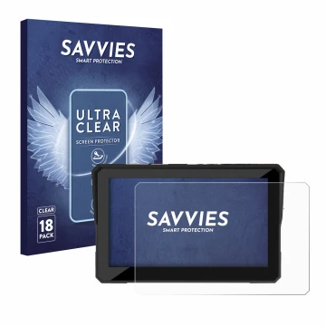 Parte frontal de un envase de producto con el logotipo de la marca Savvies. Al lado se muestra el dispositivo Carpuride W502 5
