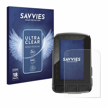Parte frontal de un envase de producto con el logotipo de la marca Savvies. Al lado se muestra el dispositivo Wahoo Elemnt Roa