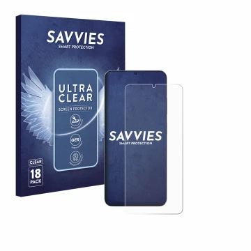 Parte frontal de un envase de producto con el logotipo de la marca Savvies. Al lado se muestra el dispositivo Blackview Oscal 