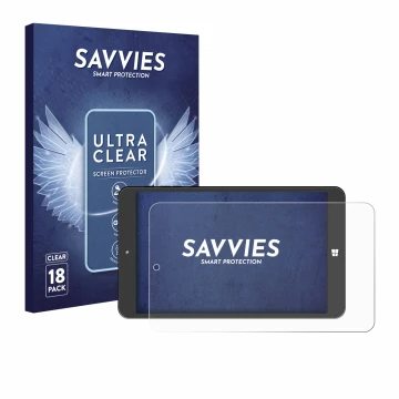 Parte frontal de un envase de producto con el logotipo de la marca Savvies. Al lado se muestra el dispositivo SZTPS Tablet 8
