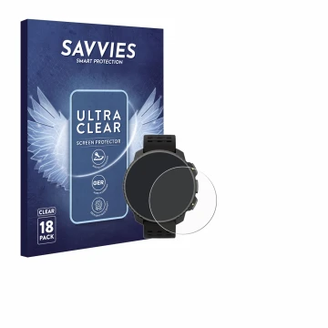 Parte frontal de un envase de producto con el logotipo de la marca Savvies. Al lado se muestra el dispositivo Suunto Vertical 