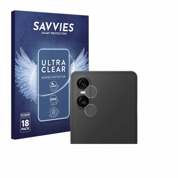 Parte frontal de un envase de producto con el logotipo de la marca Savvies. Al lado se muestra el dispositivo Sony Xperia 10 V