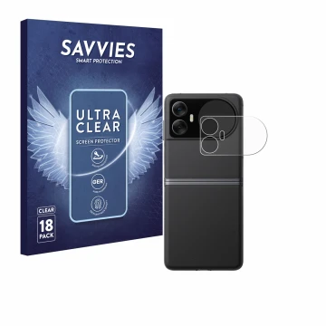 Parte frontal de un envase de producto con el logotipo de la marca Savvies. Al lado se muestra el dispositivo Blackview Hero 1