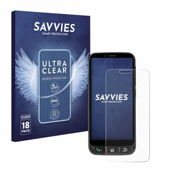 Parte frontal de un envase de producto con el logotipo de la marca Savvies. Al lado se muestra el dispositivo SPC Zeus 4G Pro 
