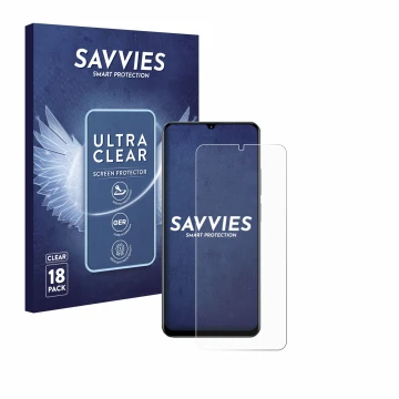 Parte frontal de un envase de producto con el logotipo de la marca Savvies. Al lado se muestra el dispositivo realme C61 con s