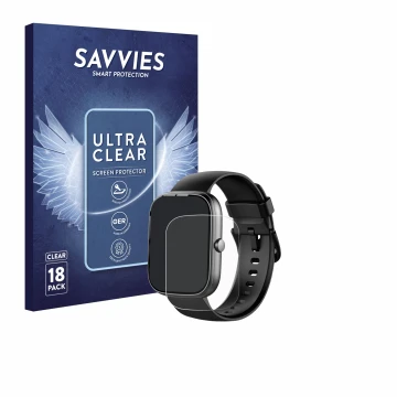 Parte frontal de un envase de producto con el logotipo de la marca Savvies. Al lado se muestra el dispositivo Uaue T60 1.91