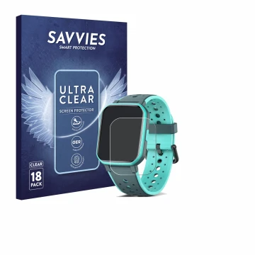 Parte frontal de un envase de producto con el logotipo de la marca Savvies. Al lado se muestra el dispositivo Joyele H79 1.5