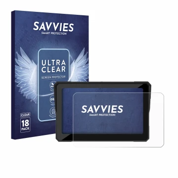 Parte frontal de un envase de producto con el logotipo de la marca Savvies. Al lado se muestra el dispositivo Carpuride W702B 