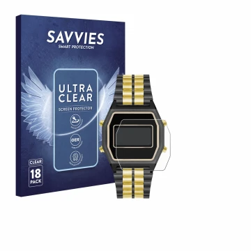 Parte frontal de un envase de producto con el logotipo de la marca Savvies. Al lado se muestra el dispositivo Armitron Rubik c