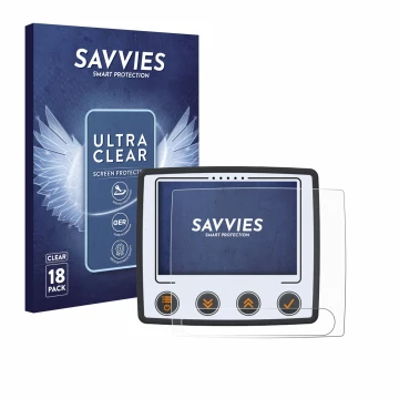 Parte frontal de un envase de producto con el logotipo de la marca Savvies. Al lado se muestra el dispositivo Skytraxx 5 Mini 