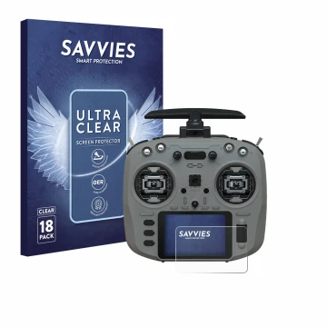 Parte frontal de un envase de producto con el logotipo de la marca Savvies. Al lado se muestra el dispositivo Jumper T15 con s