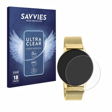 Parte frontal de un envase de producto con el logotipo de la marca Savvies. Al lado se muestra el dispositivo Oozoo Q00121 con