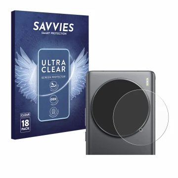 Parte frontal de un envase de producto con el logotipo de la marca Savvies. Al lado se muestra el dispositivo Vivo X100 Ultra 