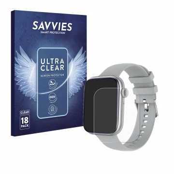 Parte frontal de un envase de producto con el logotipo de la marca Savvies. Al lado se muestra el dispositivo AMZSA szary 2.01