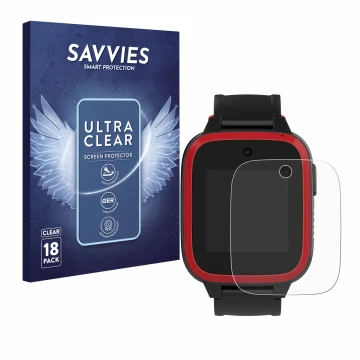 Parte frontal de un envase de producto con el logotipo de la marca Savvies. Al lado se muestra el dispositivo Xplora Let's Go 