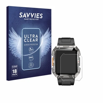 Parte frontal de un envase de producto con el logotipo de la marca Savvies. Al lado se muestra el dispositivo Baolubao W60 con