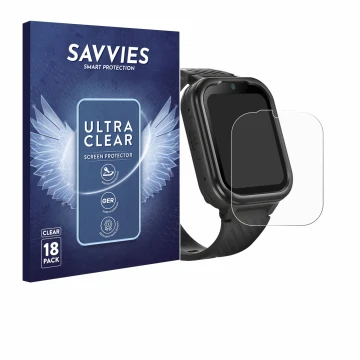 Parte frontal de un envase de producto con el logotipo de la marca Savvies. Al lado se muestra el dispositivo RAYOFI Kids Smar