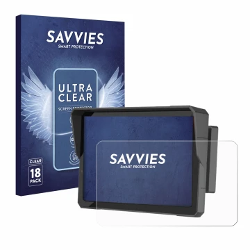 Parte frontal de un envase de producto con el logotipo de la marca Savvies. Al lado se muestra el dispositivo Carpuride W702B 