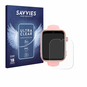 Parte frontal de un envase de producto con el logotipo de la marca Savvies. Al lado se muestra el dispositivo Akumaka 4G Kids 
