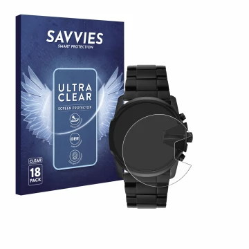 Parte frontal de un envase de producto con el logotipo de la marca Savvies. Al lado se muestra el dispositivo Diesel Master Ch