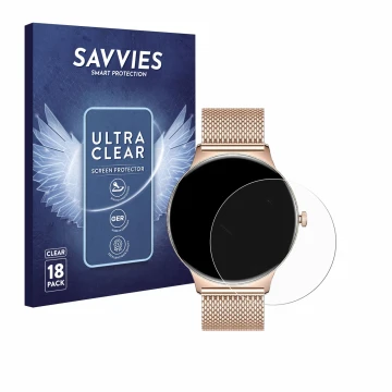 Parte frontal de un envase de producto con el logotipo de la marca Savvies. Al lado se muestra el dispositivo LIGE FV12 1.43
