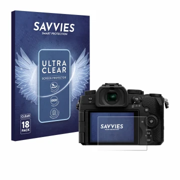 Parte frontal de un envase de producto con el logotipo de la marca Savvies. Al lado se muestra el dispositivo Panasonic Lumix 