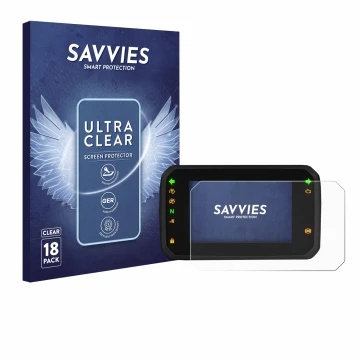 Parte frontal de un envase de producto con el logotipo de la marca Savvies. Al lado se muestra el dispositivo Honda ADV350 5