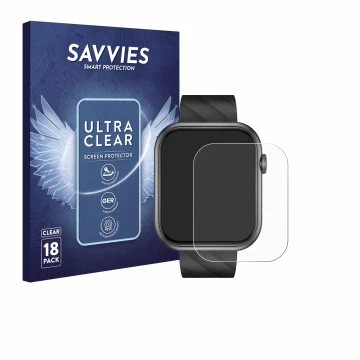Parte frontal de un envase de producto con el logotipo de la marca Savvies. Al lado se muestra el dispositivo Braidol Smartwat
