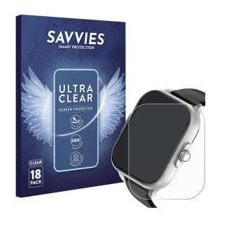 Parte frontal de un envase de producto con el logotipo de la marca Savvies. Al lado se muestra el dispositivo YYKY E02 2.01