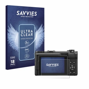 Parte frontal de un envase de producto con el logotipo de la marca Savvies. Al lado se muestra el dispositivo Canon PowerShot 