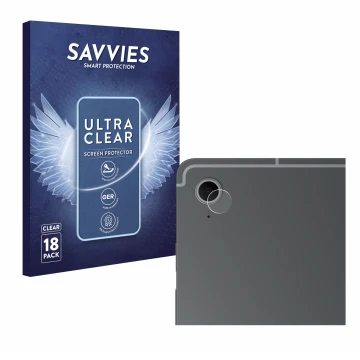 Parte frontal de un envase de producto con el logotipo de la marca Savvies. Al lado se muestra el dispositivo Samsung Galaxy T