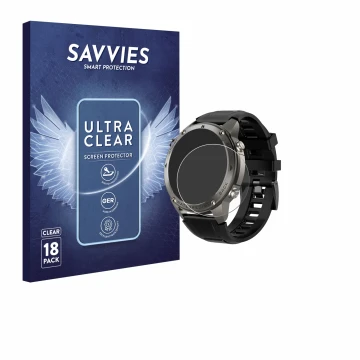 Parte frontal de un envase de producto con el logotipo de la marca Savvies. Al lado se muestra el dispositivo Knauermann GPS 4