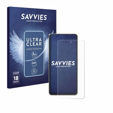Parte frontal de un envase de producto con el logotipo de la marca Savvies. Al lado se muestra el dispositivo realme GT 7T con