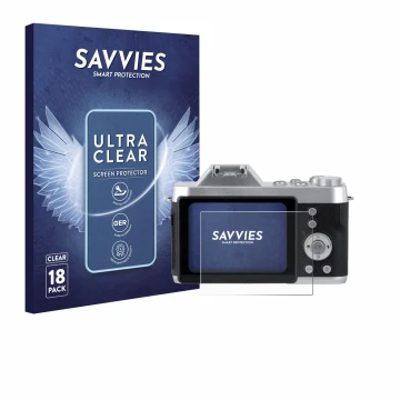 Parte frontal de un envase de producto con el logotipo de la marca Savvies. Al lado se muestra el dispositivo Rollei Powerflex