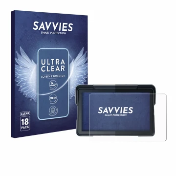 Parte frontal de un envase de producto con el logotipo de la marca Savvies. Al lado se muestra el dispositivo Lamtto RC19 7