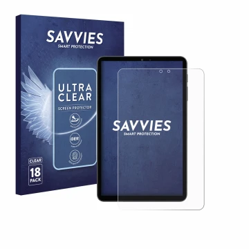 Parte frontal de un envase de producto con el logotipo de la marca Savvies. Al lado se muestra el dispositivo Alldocube iPlay 