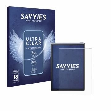 Parte frontal de un envase de producto con el logotipo de la marca Savvies. Al lado se muestra el dispositivo iflytek Ainote A