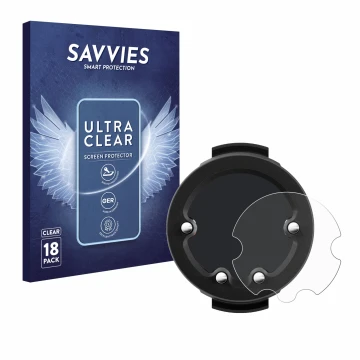 Parte frontal de un envase de producto con el logotipo de la marca Savvies. Al lado se muestra el dispositivo Suunto Zoop con 