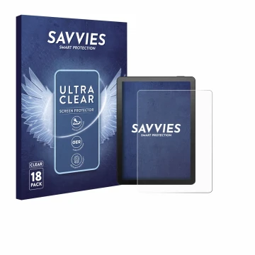 Parte frontal de un envase de producto con el logotipo de la marca Savvies. Al lado se muestra el dispositivo Bigme B6 Color c