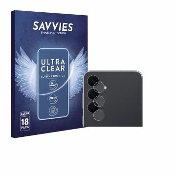 Parte frontal de un envase de producto con el logotipo de la marca Savvies. Al lado se muestra el dispositivo Samsung Galaxy S