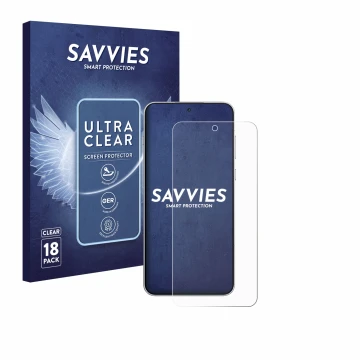 Parte frontal de un envase de producto con el logotipo de la marca Savvies. Al lado se muestra el dispositivo OnePlus 15R con 