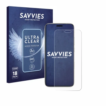 Parte frontal de un envase de producto con el logotipo de la marca Savvies. Al lado se muestra el dispositivo Honor Magic 8 Pr