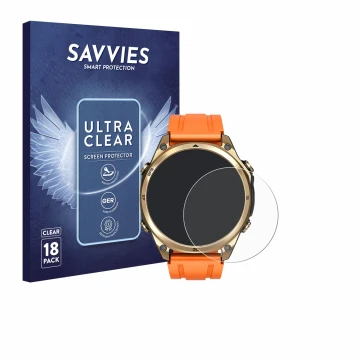 Parte frontal de un envase de producto con el logotipo de la marca Savvies. Al lado se muestra el dispositivo Doogee Anywise W