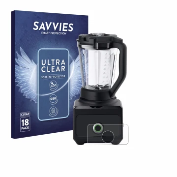 Parte frontal de un envase de producto con el logotipo de la marca Savvies. Al lado se muestra el dispositivo Braun PowerBlend