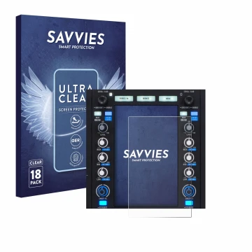 Parte frontal de un envase de producto con el logotipo de la marca Savvies. Al lado se muestra el dispositivo Rane System One 